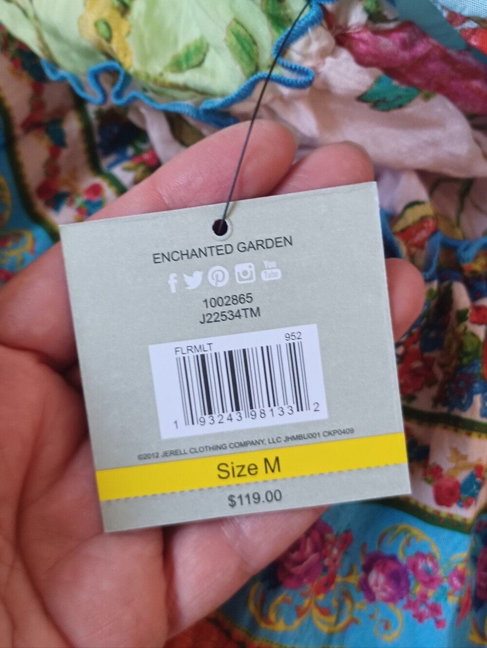 NWT John Mark Peasant Boho Blouse in Tropical Floral Print Bell Sleeves  Medium - Picture 10 of 12